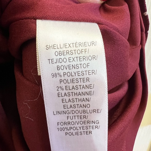 Adrianna Papell Feminine Burgundy Polka Dot Ruffle Wrap Dress 3/4 Sleeve Size 4 - Picture 4 of 5